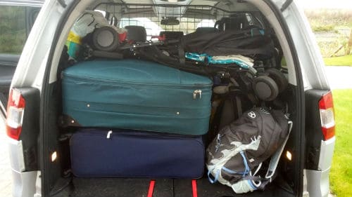 Car packed with bags