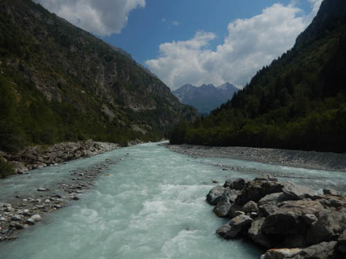 Fast flowing river in the French Alps