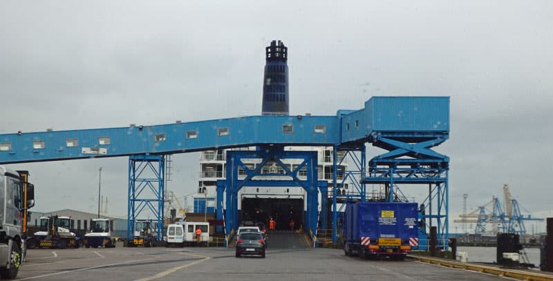 driving onto the Hull to Zeebrugge ferry