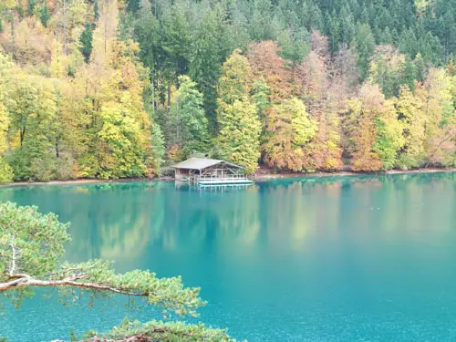 View of the blue lake nearby