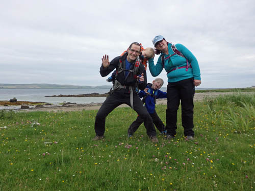 Family out hiking in Islay