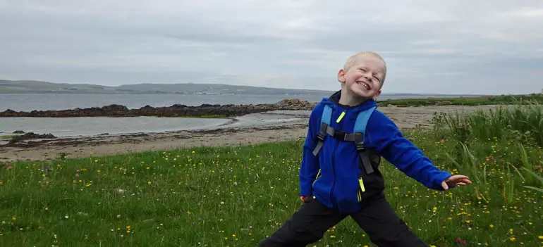 Boy posing while out hiking on Islay