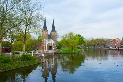 East gate with typical bridge, Delft, Netherlands