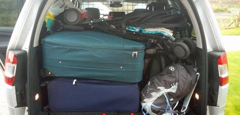 Suitcases in a car