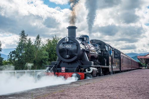 AVIEMORE, BADENOCH and STRATHSPEY/SCOTLAND - AUGUST 24 : Ivatt 46512 Locomotive at Aviemore Station Scotland on August 24, 2015. 