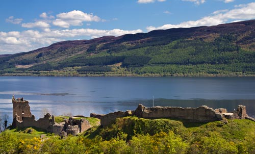 Ruins of Urquhart Castle overlooking Loch Ness