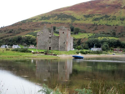 Reflection in water of Lochranza Castle