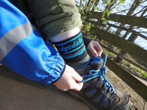 Bridgedale hiking socks worn by young child