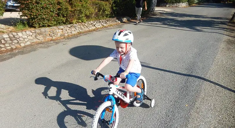 Boy with his bike in France