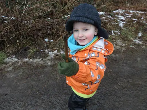 Playing with sticks at Harlaw Reservoir