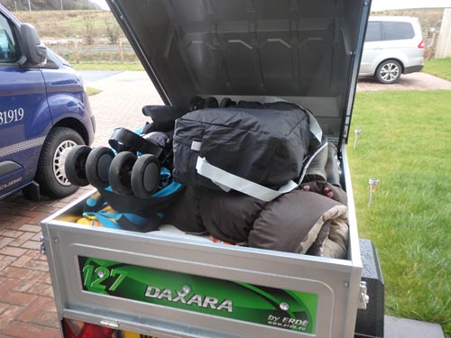 trailer full of family items for a road trip