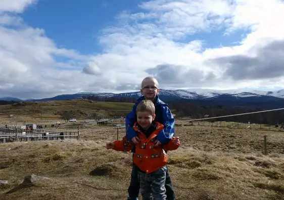 Two young boys in the Scottish Highlands