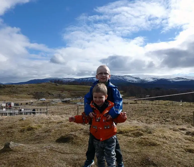 Two young boys in the Scottish Highlands