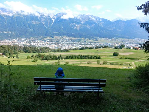 Sitting on a bench near Igls