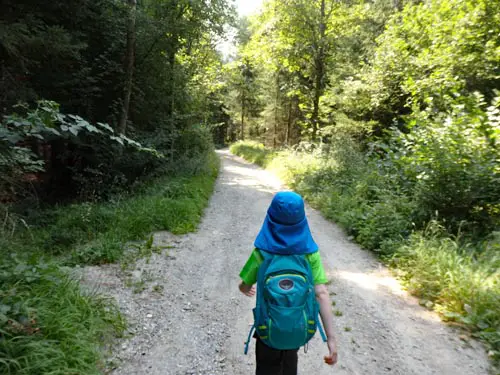 child hiking in Austria