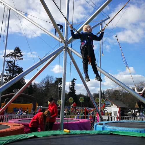 Jumping on the trampolines